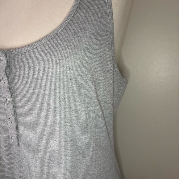 Dynamite Grey Ribbed Henley Dress XL | Button Front Stretch Midi - Picture 5 of 10